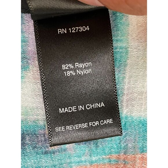 Ali Miles Women's S Green Button-Up Rayon Shirt Tunic Artsy Coastal Cottage Boho - Picture 4 of 9